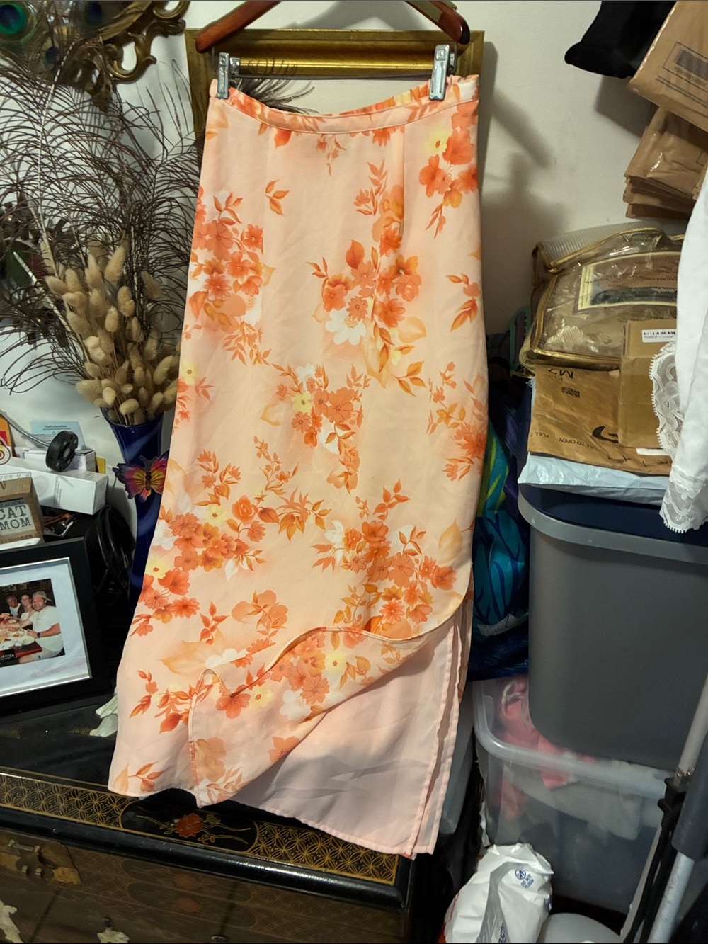 Laura Scott Peach Floral Maxi Skirt